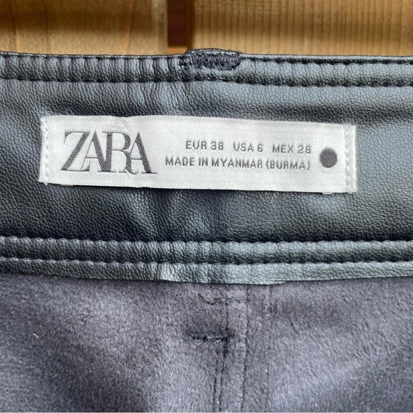Zara Viral Baddie Edgy Punk BossGirl 🖤 Vegan Leather Marine Wide Leg Pant Sz-6 - Picture 13 of 16
